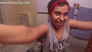 See Lily, The Hot Indian Chick, Dirty Talk While Getting A Hot Bathroom In Point Of View